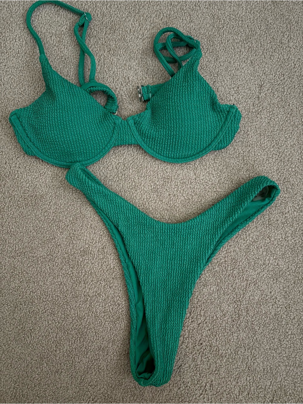 Dark green Ribbed Bikini